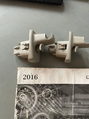 2003 - 2017 Chevrolet Express GMC Savana Sun Visor Clips (2) Set Lot GRAY - Image 1 of 4