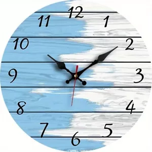 30cm Nautical Clock (Blue, Grey, White), Beach, Surf, Holiday, Bathroom - Lovely - Picture 1 of 5