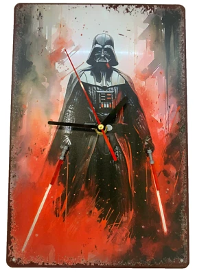 Star Wars Dark Vader inspired Retro sign. Handmade wall hanging clock. - Image 1 of 4