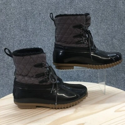 Sporto Winter Snow Boots Womens 10M Olivia Black Faux Leather Faux Fur Round - Image 1 of 4