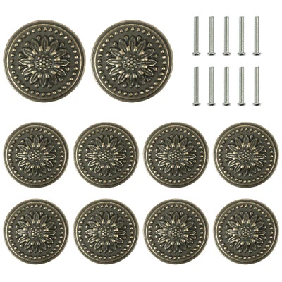10 Pack-Retro Bronze Cabinet Knobs Vintage Antique Dresser Drawer Knobs Hardware - Image 1 of 4