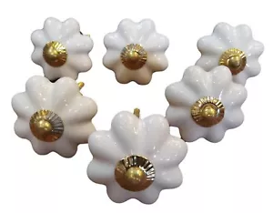 6PCS White Cream Ceramic Knobs Assorted Kitchen Cabinet Drawer Pulls - Picture 1 of 5