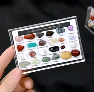 Juego de 24 piezas de piedras de ágata de cristal natural - Mini gemas coloridas especímenes en caja - Imagen 1 de 5