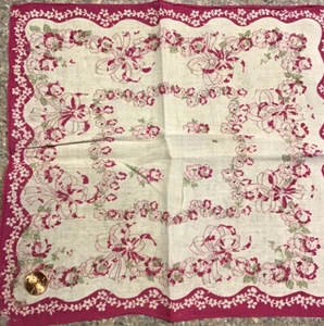 DE COLECCIÓN HANKIE PAÑUELO 10 1/2 X 11 1/2 ARCOS FLORALES 1930 - 1940 - Imagen 1 de 5