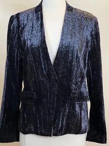 Giacca blazer LUCKY BRAND taglia 6 floreale velluto schiacciato un gancio viola nero. Nuovo senza etichette - Foto 1 di 12