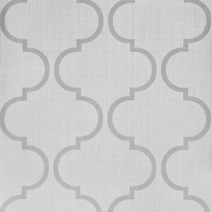 Trellis gray tan white textured faux stitched woven fabric geo ogee wallpaper 3D - Picture 1 of 14