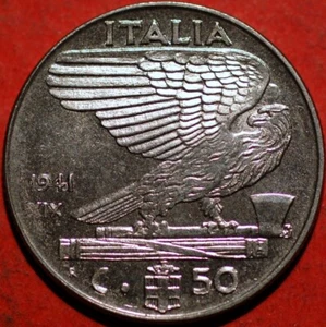 1941 XIX Italy 50 Centesimi Vittorio Emanuele III KM# 76b - Picture 1 of 2