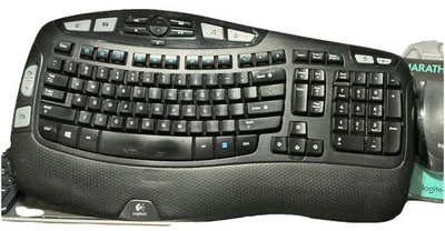 Logitech K350 Wireless Comfort Wave Ergonomic Keyboard With New Mouse Dongle - Image 1 of 2