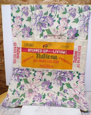 Vintage Authentic Floral Nutrena Mash Egg Feed Label Feed Sack Full Size - Image 1 of 4