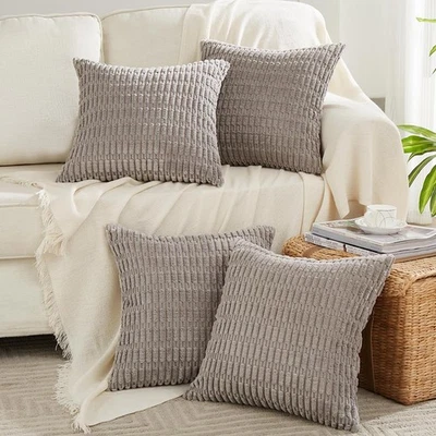 4 Packs Grey Decorative Throw Pillow Covers 16x16 Inch for Living Room Couch ... - Image 1 of 4
