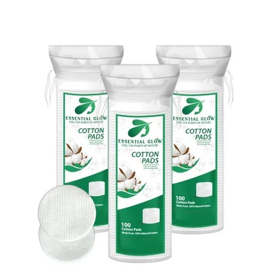 ESSENTIAL GLOW ✅Organic Cotton Wool Pads, Adult Baby Cotton Pads, Makeup Remover Pads, 300 Pack