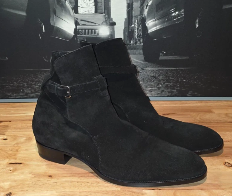 Saint Laurent Wyatt Arnés Botas 46 Negro Gamuza Hombre EU46 US13 Foto 1 de 4