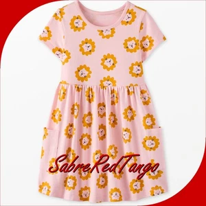 NWT HANNA ANDERSSON PLAYGROUND DRESS POCKETS FRANKIE LION PRINT PINK 110 5 - Picture 1 of 4