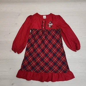 Disney Store Mädchen Mickey & Minnie Mouse Weihnachten kariert Nachthemd 7-8 Schlafanzug  - Bild 1 von 12