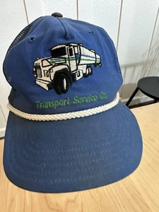 Vintage 80's Transport Service Co Semi Trucker Snapback Baseball Hat Cap USA - Picture 1 of 8