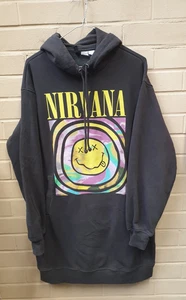 H&M Nirvana Dress Long Sleeve Hoodie Graphic Charcoal Gray Size Medium - Picture 1 of 6