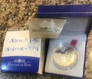 2003 France Large Silver Proof 1.5 euro-Athens Olympics/Coubertin- box/COA - Picture 1 of 3