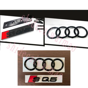 Audi SQ5 Gloss Black Full Set Front Rear Badges Emblem For Audi SQ5 Q5 2013-2020 - Picture 1 of 5
