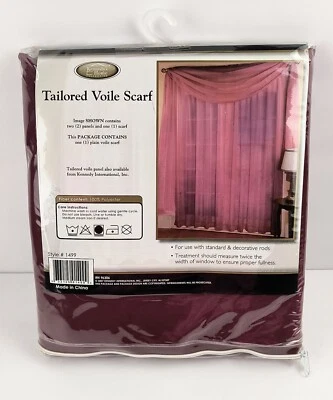 Kennedy's Home Burgundy Tailored Voile Scarf Size 60"x 216” Window Treatment NEW - Image 1 of 4