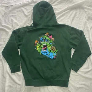 Santa Cruz Skateboards Mens Small Hoodie Green Graphic Toxic Hand Large - Picture 1 of 5