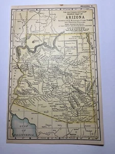 1898 ARIZONA State Map w/ Indian Reservations fm 1903 Crown Ency SEE DESCRIP - Picture 1 of 3