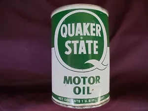 VINTAGE QUART ADVERTISING CAN FROM "QUAKER STATE" MOTOR OIL-ALL METAL-FACTORY SE - Picture 1 of 3