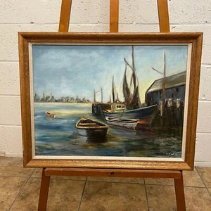 signed Redwig/Hedwig, illegible, Seascape with ships, oil on canvas painting - Picture 1 of 6