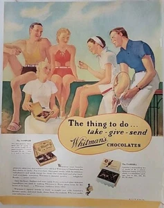 1933 Whitman's Sampler The Fairhill Chocolate cajas de dulces trajes de baño tenis anuncio - Imagen 1 de 1