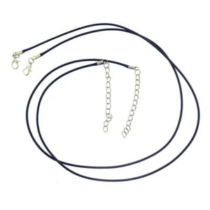 Collar con cordón de cuero negro 17" Plus extensor - 1,5 mm - 4 collares - N012 - Imagen 1 de 1