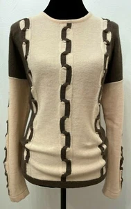 Paolo Todesco Womens Cable Knit Sweater Large Brown Peach Lambswool Blend Italy  - Picture 1 of 12