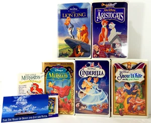 Disney VHS Aristocatos Rey León Sirenita Cenicienta Blancanieves PROBADO 5 Lote - Imagen 1 de 9