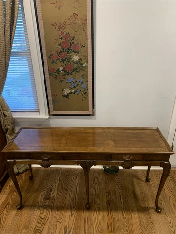 Vintage Baker Furniture Sofa Table/Console Walnut Finish (EXC.) Cover