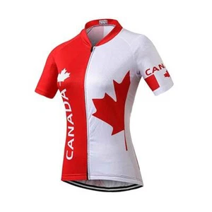Canada Cycling Team Jersey Women's Summer Bike Cycle Biking Shirt Top Red S-5XL - Picture 1 of 6