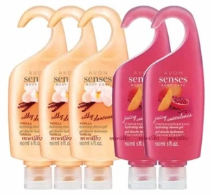 5 Avon Senses Shower gels 5oz Silky VANILLA Juicy POMEGRANATE & MANGO Short Supp - Picture 1 of 1