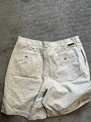 Pantalones Cortos Perry Ellis Para Hombre 38 Beige Regular Plisado Bolsillos Frontales Algodón Chino Foto 1 de 4