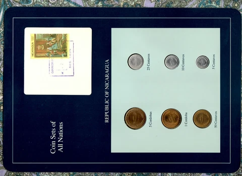 Coin Sets of All Nations Nicaragua UNC 1,5 Cordobas 5,10,25,50 Ctvs 1987 Cover