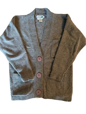 Vintage Adele Joyce Petites Womens Lambswool Angora Rabbit Hair Gray Cardigan SM - Image 1 of 4