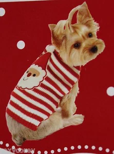 Christmas Holiday Times Red White Santa Pet Dog Sweater Size XXSmall 6-8 inch - Picture 1 of 2