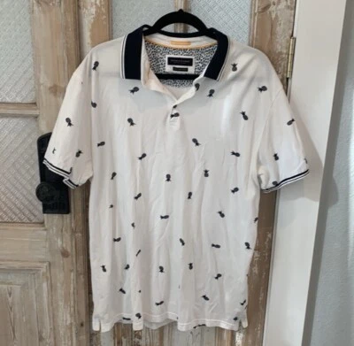 Джинсовая и цветочная рубашка Ricky Singh, белая, темно-синяя, размер XL, мужская - Изображение 1 из 4