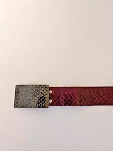 YVES SAINT LAURENT BURGUNDY/ PURPLE SNAKE BELT SMALL METAL BUCKLE - Picture 1 of 3