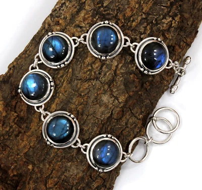 Lovely Labradorite Gemstone 925 Sterling Silver Handmade Bracelet Sr227 - Image 1 of 4