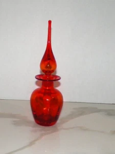 VINTAGE RAINBOW ORANGE DIMPLED DECANTER WITH STOPPER - Picture 1 of 8
