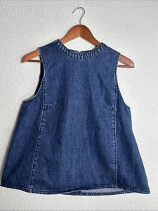 Holding Horses Top Womens Size 8 Blue Denim Back Zip Sleevless Tank Western Boho - Picture 1 of 14