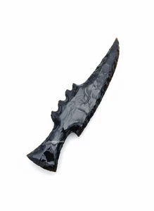 3-6" Black Obsidian Athame Ritual Knife Hand Knapped Stone Dagger Collector Art - Picture 1 of 11