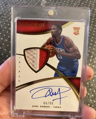 2014-15 Panini Immaculate Collection Joel Embiid #/99 (AU, MEM, RC) Rookie Auto - Image 1 of 2
