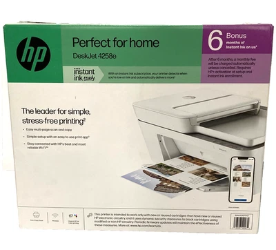 HP DeskJet 4258e All in One Printer 60K45A Print/Scan/Copy Thermal Inkjet - Image 1 of 4