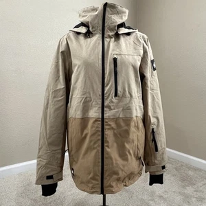 Quiksilver Men's Ski Jacket Coat Water Resistant Adjustable Hood Size Small Tan - Picture 1 of 23