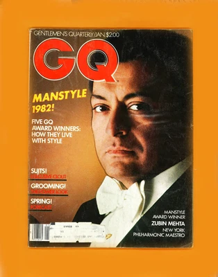 GQ-JANUARY 1982-MANSTYLE '82-ZUBIN MEHTA-THOM FLEMING-MICHEAL SCHOEFFLING Foto 1 de 4