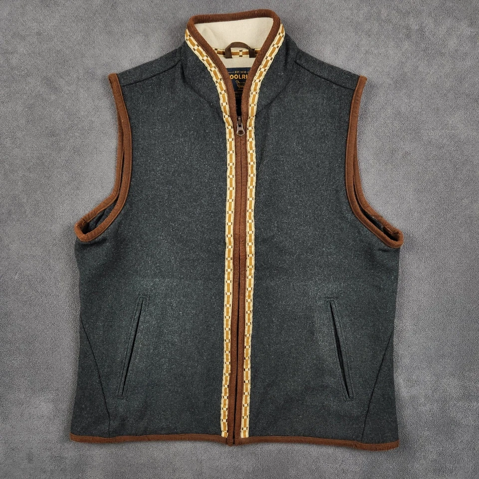 Chaleco Woolrich Mujer Gris Medio 100% Lana Cremallera Completa Bolsillos Exterior Ligero Foto 1 de 4