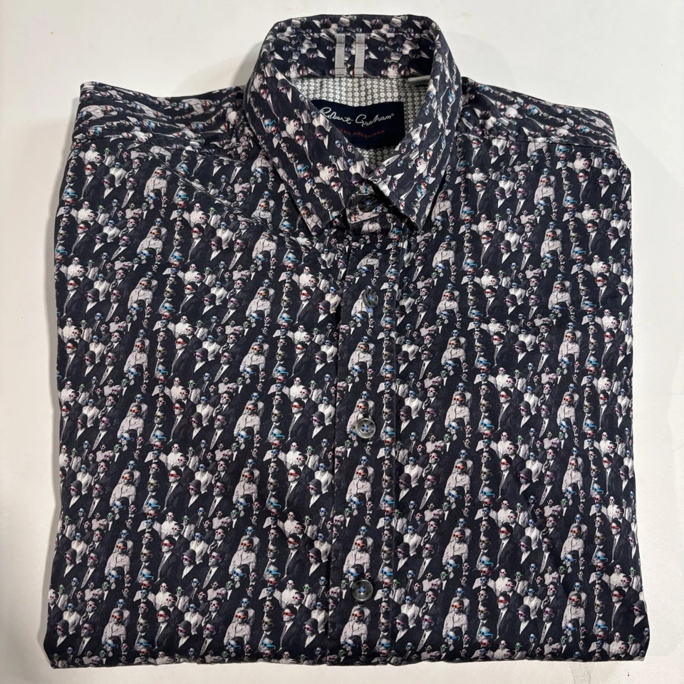 Camisa Robert Graham Para Hombres Grande Ajuste A Medida Manga Corta Gafas 3D Película Retro Foto 1 de 4